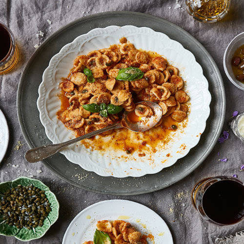 Orecchiette Recipe: Orecchiette with Red Pesto & Capers